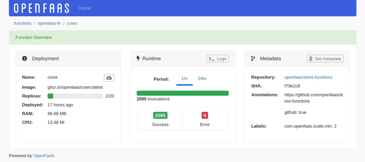 The OpenFaaS dashboard