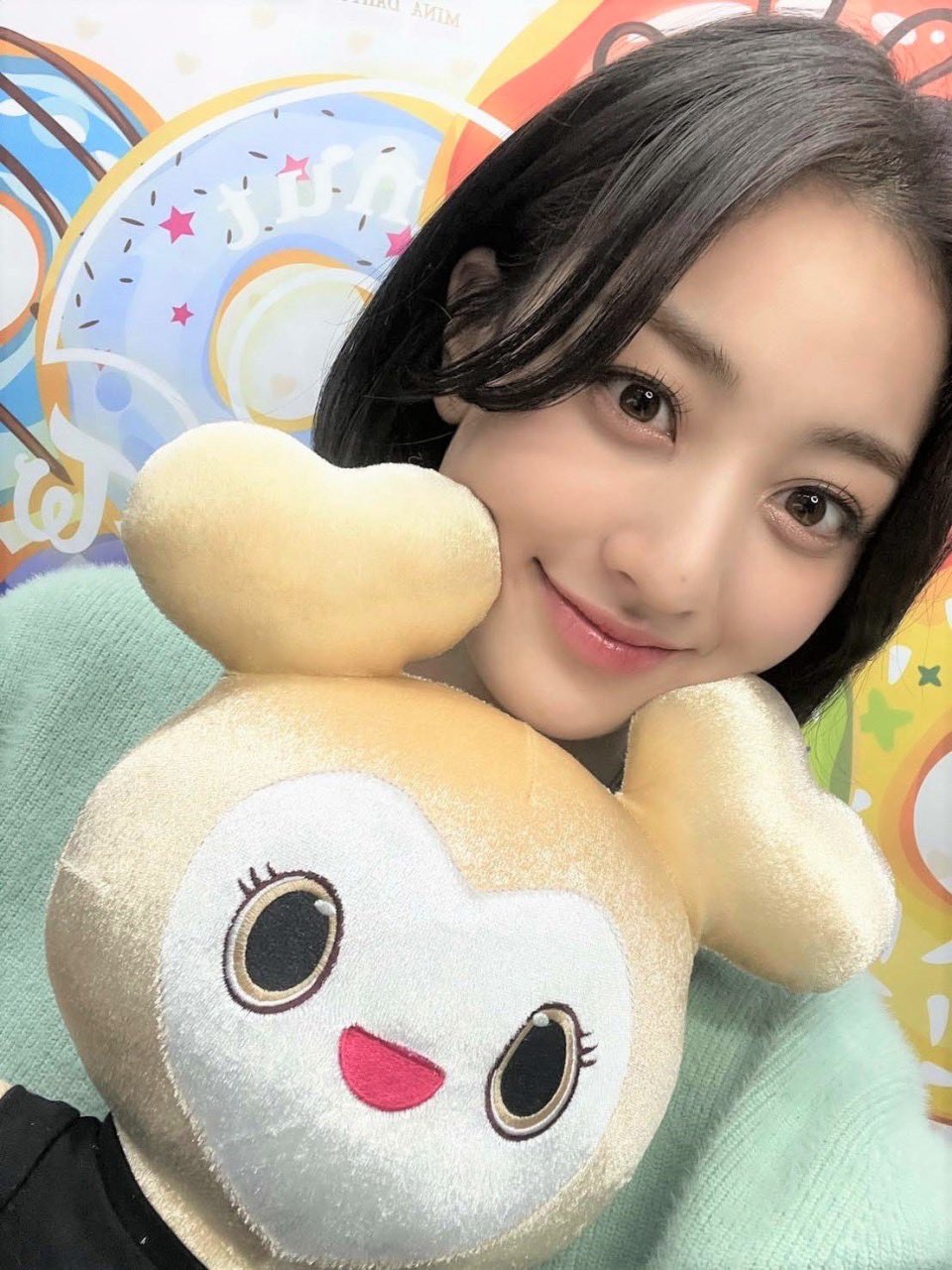 TWICE ジヒョ　ラブリー TWICE LOVELYS JIVELY JIHYO Big Plush Reel Pass Case Noodle Stopper