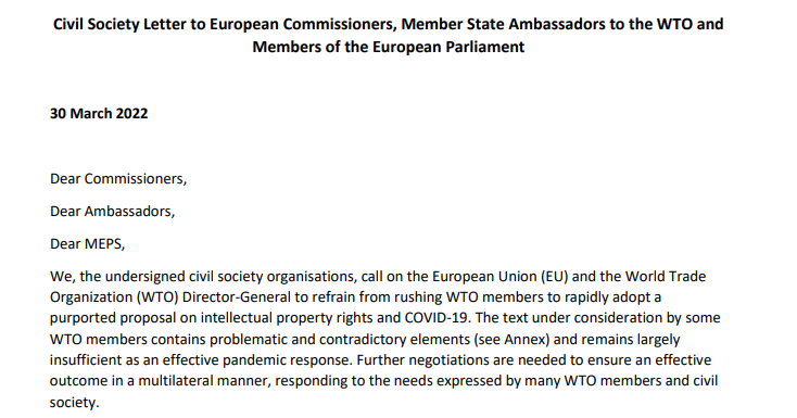 OxfamEU's tweet photo. .@Oxfam joined over 40 NGOs calling on the EU to refrain from rushing @WTO countries to rapidly adopt a leaked proposal on intellectual property rights and #COVID19.

Read 👉 https://t.co/eeBBl7ug3R

#PeoplesVaccine https://t.co/aFE1qmmHrb