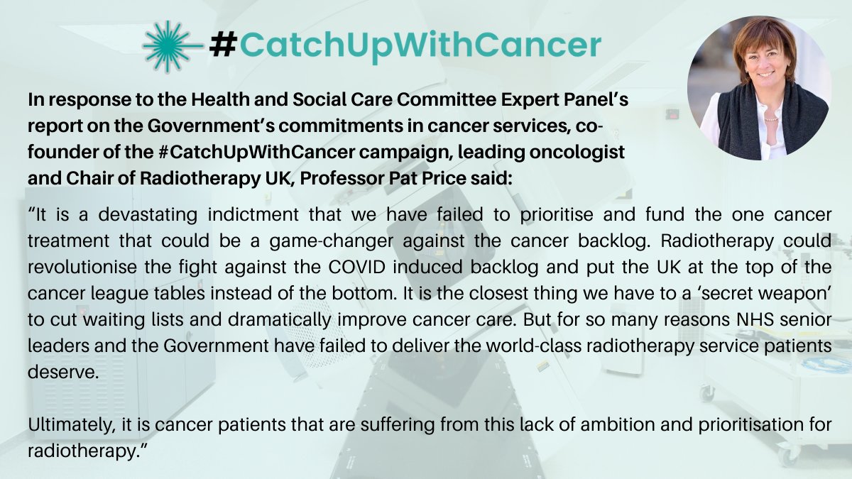CatchUpWithCancer (@rtherapy4life) on Twitter photo Co-founder of #CatchUpWithCancer and Chair of @radiotherapy_uk <a href="/prof_price/">Professor Pat Price</a> responds to the Health and Social Care Committee Expert Panel's evaluation of Government's commitments in cancer services in England report which rated Government progress ‘inadequate’ 👇 Co-founder of #CatchUpWithCancer and Chair of @radiotherapy_uk <a href="/prof_price/">Professor Pat Price</a> responds to the Health and Social Care Committee Expert Panel's evaluation of Government's commitments in cancer services in England report which rated Government progress ‘inadequate’ 👇