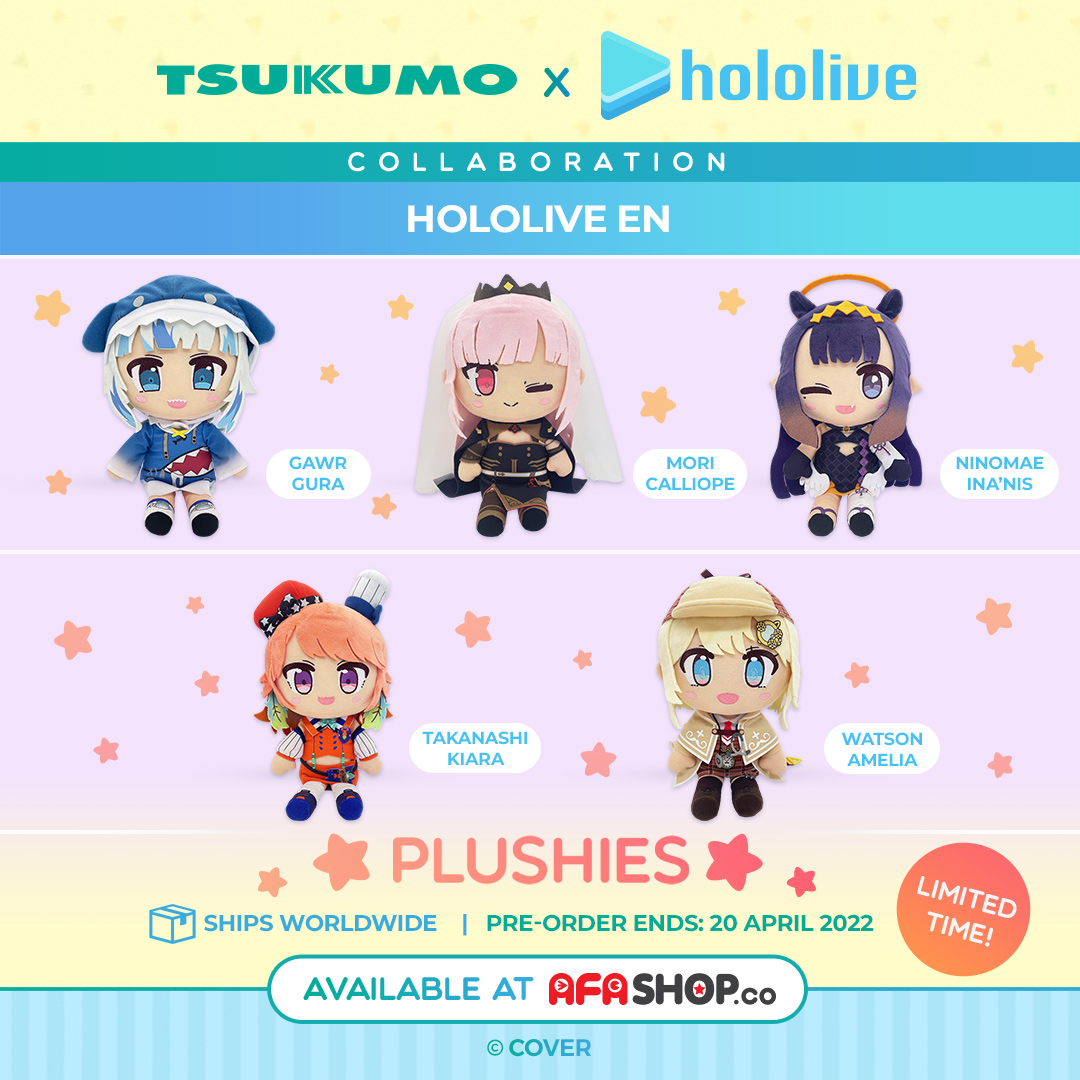 AFASHOPco's tweet photo. 🔱💀🔎🐔🐙
The wait is finally over! Get your hands on these hololive English plush toys from TSUKUMO! Add to cart and check out now via https://t.co/nNbPXETJ0v!

⏳Deadline: 20 Apr 22, 23:59 (SGT)
🛒Pre-order NOW: https://t.co/4CeZOoHAeJ
✈International Shipping Available https://t.co/ZcvoG3jCm9