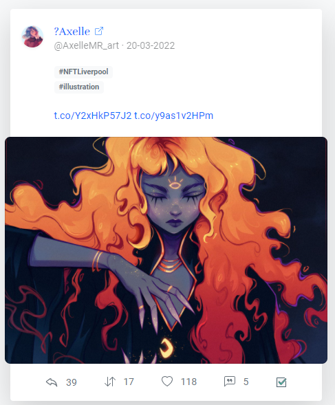 AxelleMR_art's tweet photo. Ahhhh The Clairvoyant was selected for #NFTLiverpool 😭🧡
I can't believe it OMG thank you so so much 

[The Clairvoyant is owned by @0x67C4F4 ] https://t.co/34Qouwzh0M