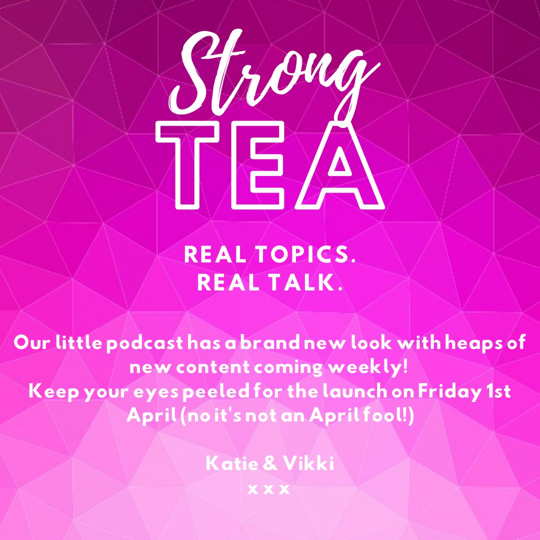 Our little Strong Tea podcast is getting a whole new look! 

Going live tomorrow with our new branding and social media platforms AND......BRAND NEW WEBSITE!! 

Brand new podcasts every Friday and with heaps of new content and visitors lined up, we are so excited! #Podcast