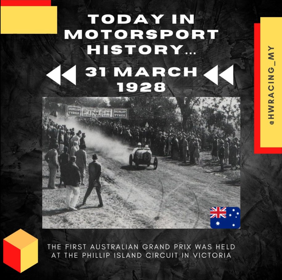 HWUMRT's tweet photo. 📜 Throwback Thursday 📜
31 March 2022

The first Australian Grand Prix was held 94 years ago on this day at the Phillip Island Circuit. The circuit was used as the venue for the Grand Prix from 1928 to 1935. Since then, there has been 23 different locations around Australia. https://t.co/fyCUqYjvBG