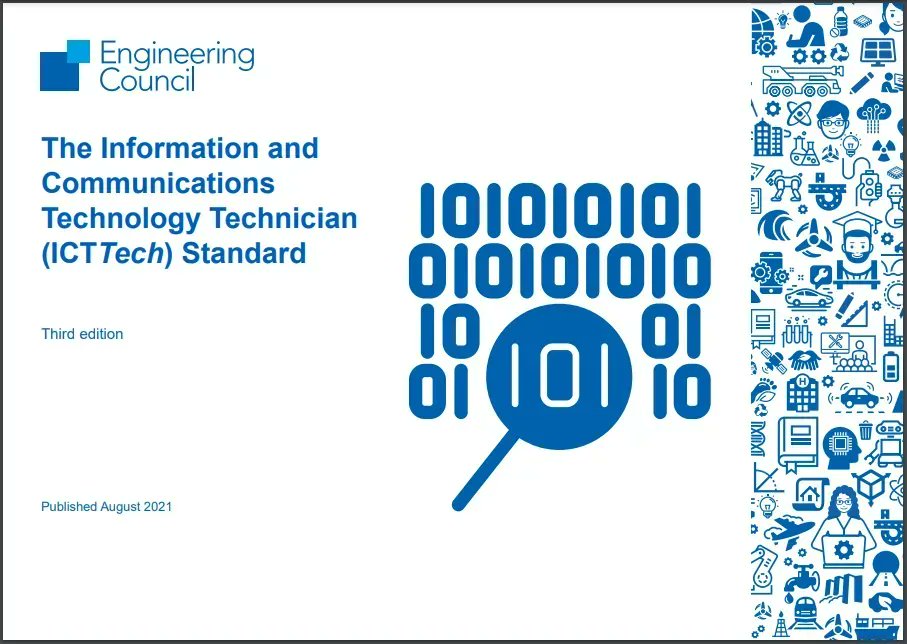 EngCouncil's tweet photo. Important information for anyone working towards professional registration as an Information and Communications Technology Technician ( #ICTTech): today is the implementation deadline for the third edition of the ICTTech Standard. Download it here: https://t.co/3KBgBiBzAt https://t.co/tyBsSudRL3