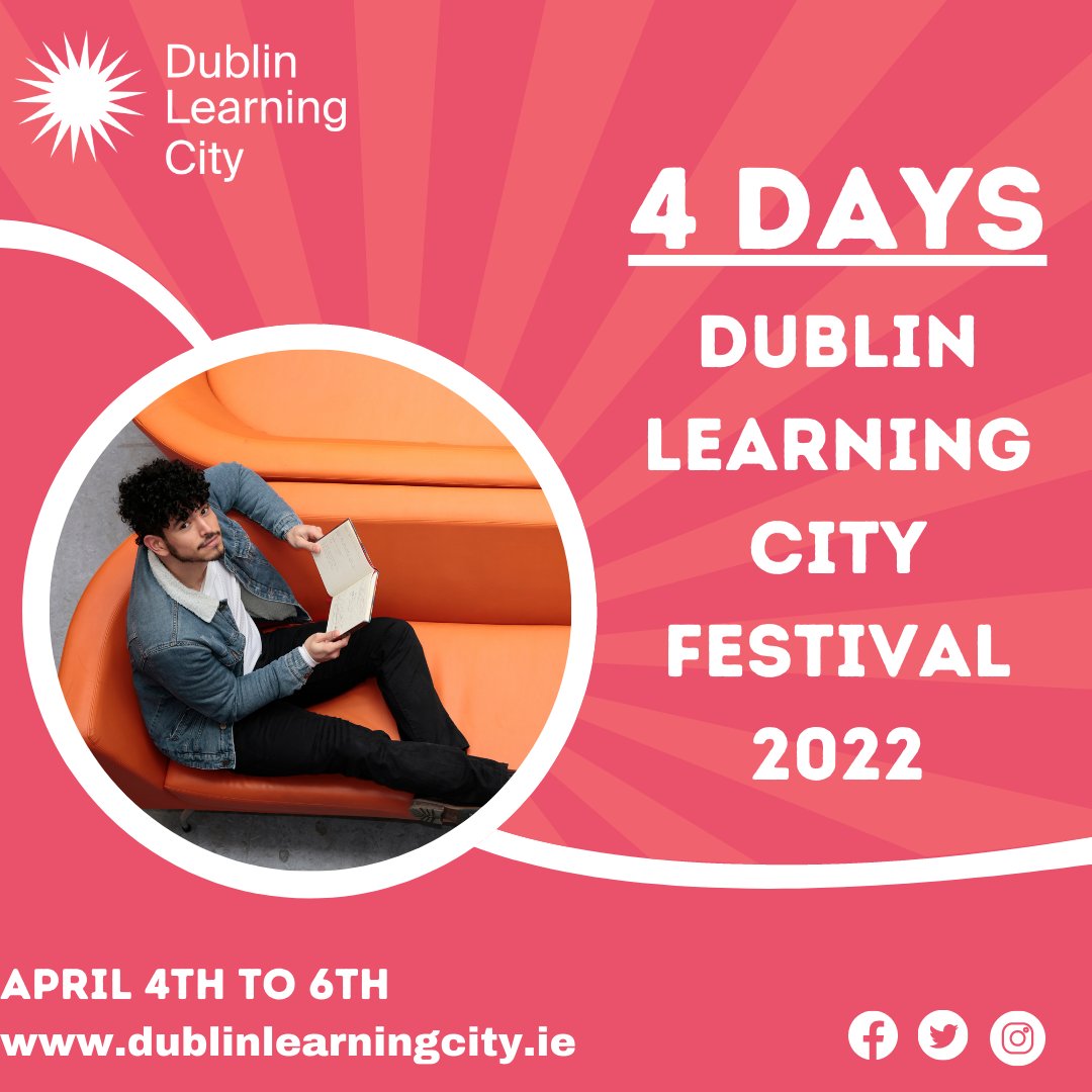 DubLearningCity's tweet photo. 4 days until the Dublin Learning City Festival 2022! This year's festival features over 200 fun events for all interests!
Visit https://t.co/0RB8KuGuZQ for more information!
#LifeLongLearning, #DLCFestival2022 #Festival #dublinlearning #learningforwork #learningforlife https://t.co/MfdS7bzXYD