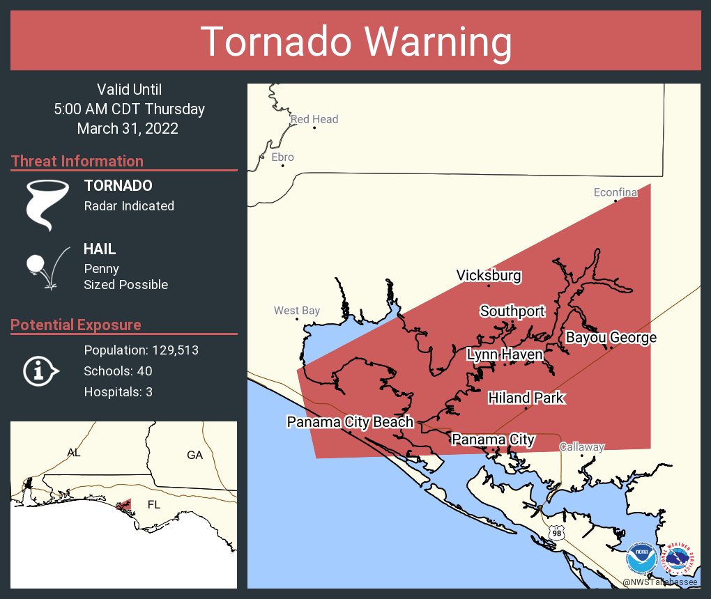 NWS Tallahassee on Twitter "Tornado Warning including Panama City FL, Lynn Haven FL, Panama