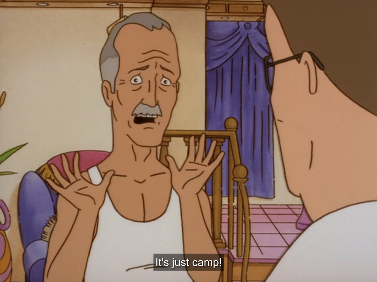 jestom's tweet photo. king of the hill doing the most accurate gay jokes in 2006 https://t.co/czrxQlnPRw
