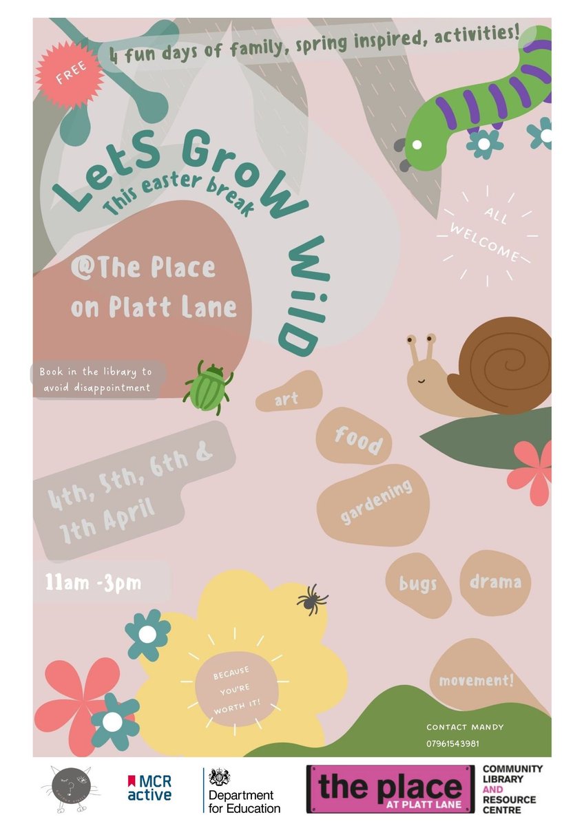 lydiameiying's tweet photo. Next week! Join me and @curiouscrafty at @ThePlaceM14 for 4 days of spring inspired activities! 🌻💚 @MCRActive @MancLibraries https://t.co/g9VplnZ3QF
