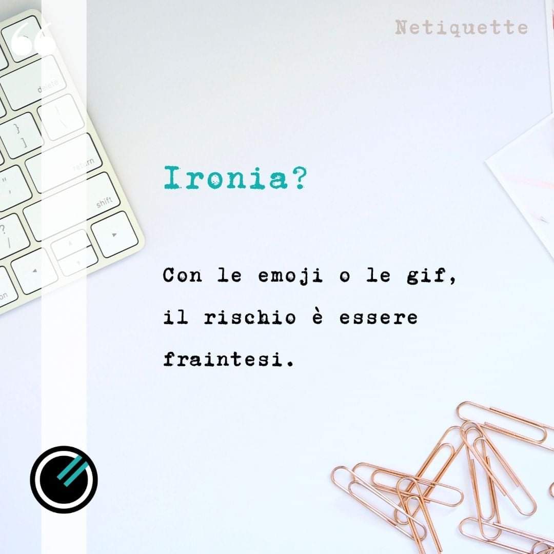 gallweb's tweet photo. #netiquette

#Ironia? Con le #emoji o le #gif, il rischio è essere fraintesi.

#gw
#gallweb
#accendilacreatività
#creatività
#creativity
#livigno
#grafica
#web
#stampa https://t.co/rxLm0o87PF