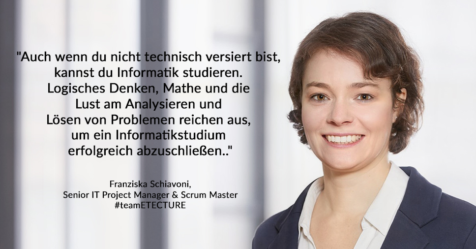 📢femmegineering – #Interview|s mit Frauen in der Tech-Branche
Heute: Franziska Schiavoni, Senior IT Project Manager &amp; Scum Master im #teamETECTURE
etecture.de/karriere/artik…
Wir wollen mehr Frauen in der Tech-Branche &amp; die inspirieren, die noch zögern! 
#womeninit