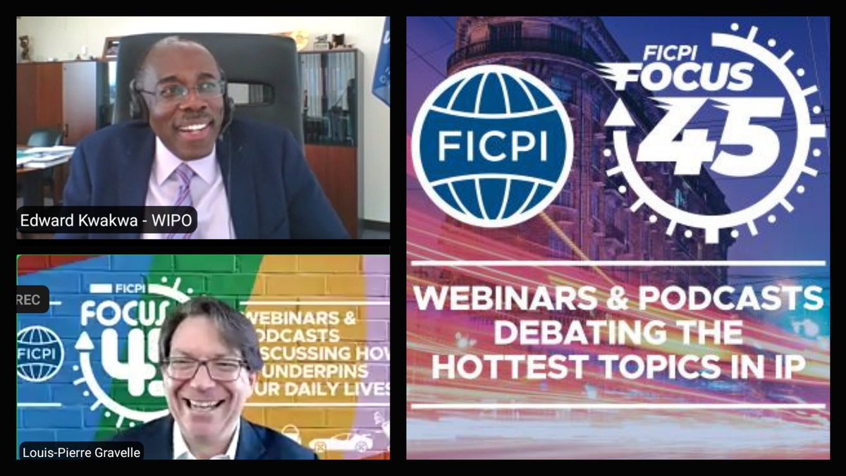 Thanks @FICPI for a successful Focus 45 session on issues germane to the protection of TK, TCE’s and GR’s and the work of #WIPO at the #IGC. I thoroughly enjoyed this thought-provoking fireside discussion with FICPI’s Louis-Pierre Gravelle. Keep them coming.
