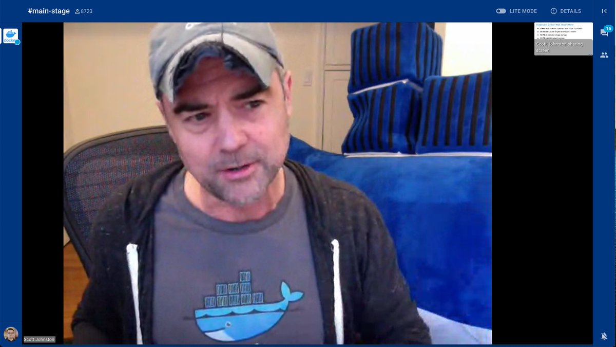 karolykassjr's tweet photo. 🐢🔴 
Community All-Hands #5 &amp; Celebrating @Docker’s 9th Birthday 🎂🥳🎉🎊 
@scottcjohnston is LIVE. 👏 
#docker🐋 #DockerCommunity #DockerBday #DockerBday9 #VirtualEvent #OnlineMeetup https://t.co/co4vKuhexd