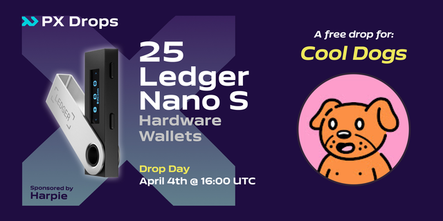 PolyientX's tweet photo. Dogs are wonderful creatures.

#PXDrops registration for the @Cool_Dogs_ community have commenced!
 
Anybody holding #CoolDog NFT is welcome to claim out of 25 Ledger Nano S up for grabs.

Register here: https://t.co/snR4IqULpg

#NFTCommunity NFTGiveaway #NFT https://t.co/3rxqc7uFOC