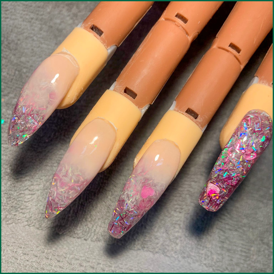 Christine_Valmy's tweet photo. When in doubt, add a little glitz! ✨ Ms. Phylicia’s students let their talent and creativity shine with these acrylic #NailDesigns. We love how dazzling and playful the rhinestones and holographic sparkles are! Which set of #NailArt is your favorite? 🤩 #CVKeepsLearning https://t.co/cFfhVdwXjs