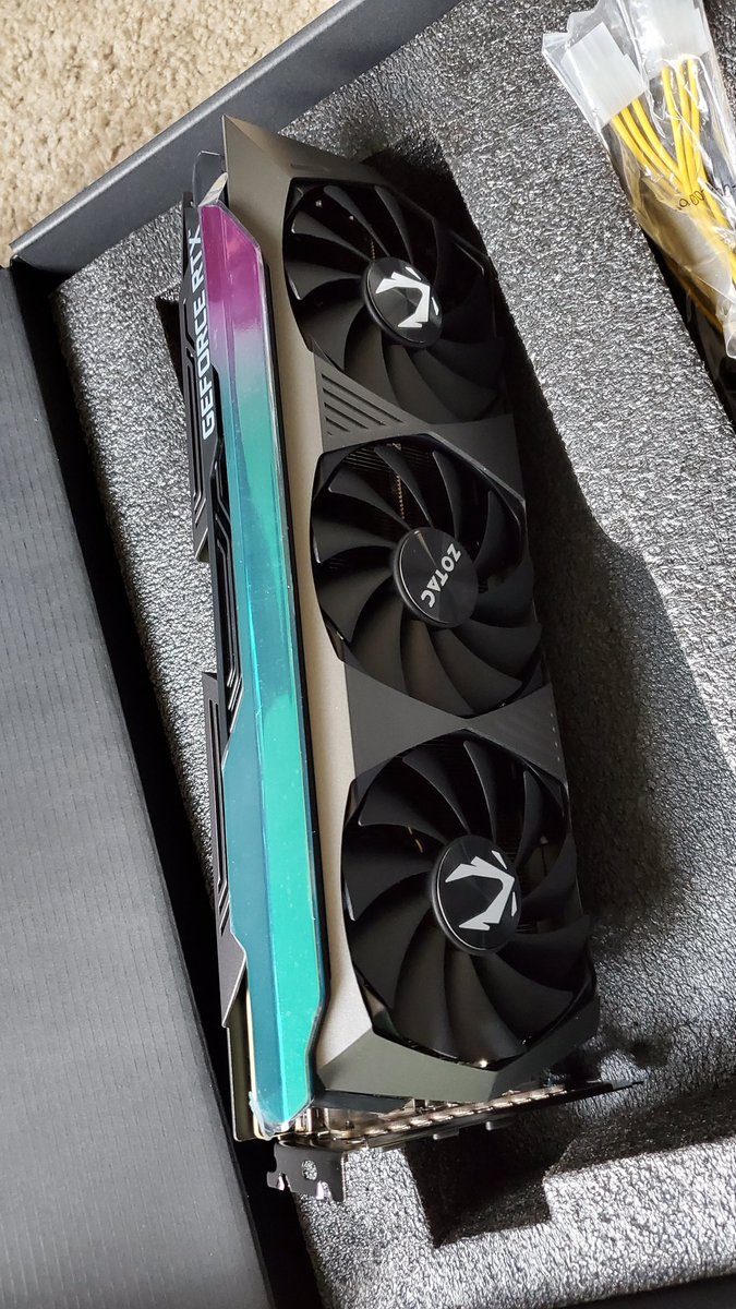 XedTheDead's tweet photo. Shout out to @ZOTAC for making yet another epic card! Looks great and solid performance.  Years of games to come, from VR to content creation. I'm very comfortable that I made the right choice! #zotacgamingshare #zotac #rtx #rtxon #RTX3070Ti #ampholo #Nvidia https://t.co/THc6HTZHAk