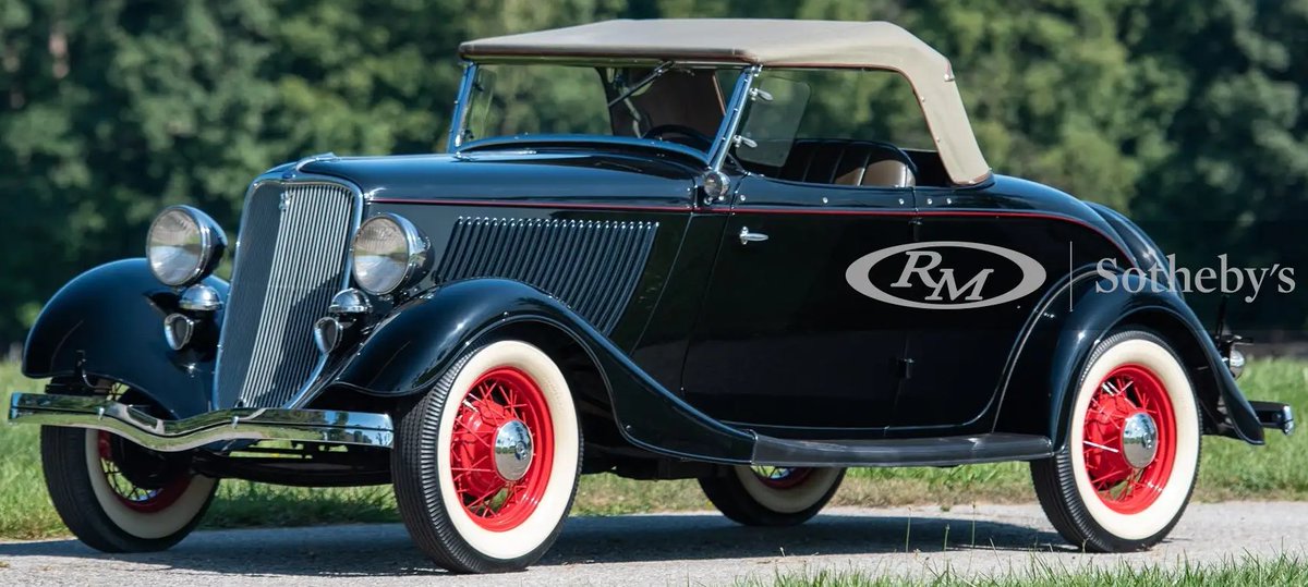 UltimativCars's tweet photo. #AmeliaIsland2022

The #Ford #V8 [#Model40A] (1933) was made in a total of 334,969 units, of which 4,349 were built as #Roadster: 126 Standard|s &amp; 4,223 #Deluxe|s.

This 40A Roadster SHOULD be a Deluxe (no proof!), which was SOLD twice its value at $103,600 / £78,850 / 93.200 €. https://t.co/QpOWw5UEGR