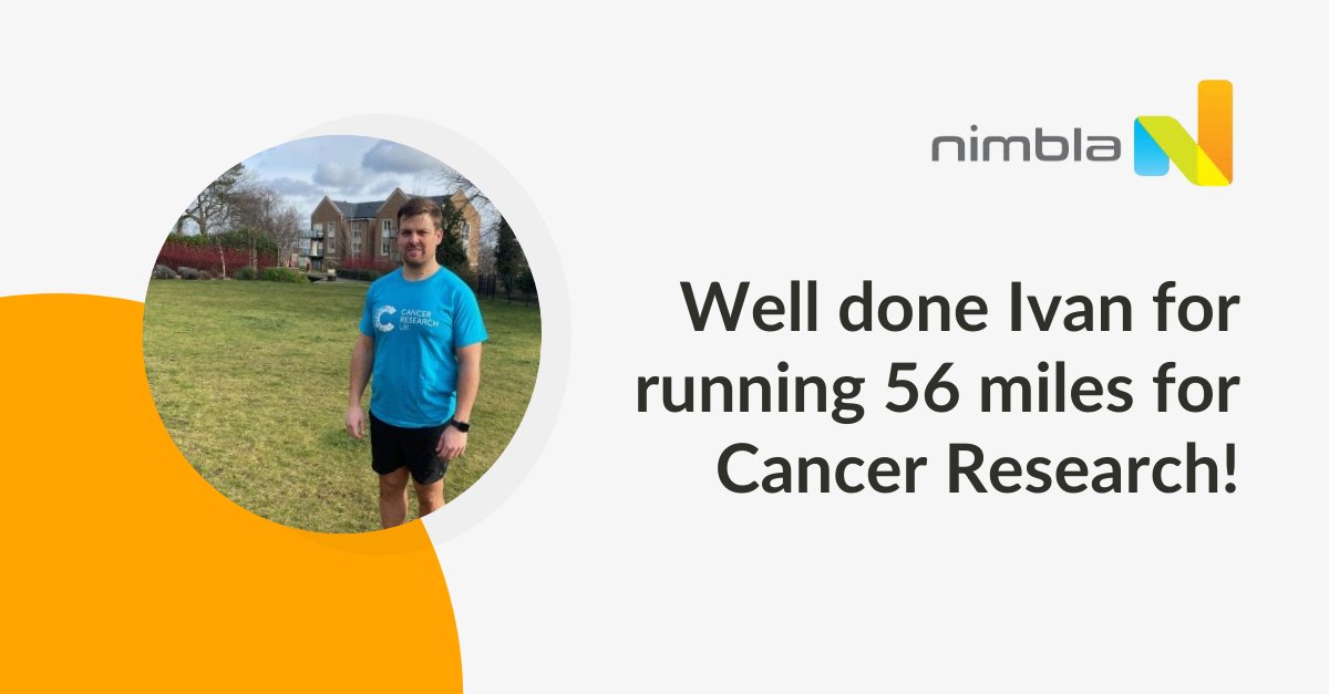 nimbla's tweet image. Well done to our Sales and Partnership Manager, Ivan Kennedy for raising £721 for Cancer Research.

He ran 56 miles (90km) throughout February and did a fantastic job.

We have matched Ivan’s contribution which brings the final total to £1442.

#fundraising #CancerResearch