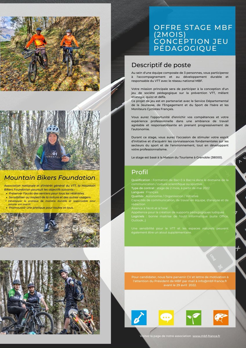 FabienJhistarry's tweet photo. Une offre de stage est dispo au sein de la @MountainBikersF pour nous accompagner dans la conception d'un jeu pédagogique sur le VTT, soutenu par @acgrenoble et @MCFmoniteur 🚵‍♀️🚵‍♂️🎲 https://t.co/LfkFyMTITf