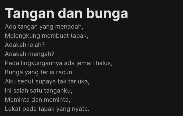 Hi saya baru saja NINJA DROP 2 artwork menggambarkan 2 cerita yang berbeza menggunakan satu aspek yang sama. Boleh baca lebih pada description yang saya sertakan

Tangan dan bunga (0.04bnb) : app.pentas.io/nft/253615
Bunga Putih (0.03bnb) : app.pentas.io/nft/253607

#nftphotography
