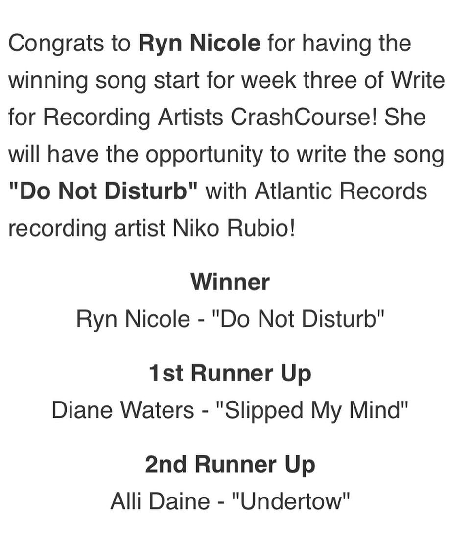 This should help me “write on” thanks <a href="/SongTownUSA/">SongTown.com</a> for the opportunity! Here’s hoping <a href="/holanikorubio/">Niko Rubio</a> wants to write a few more 😀!