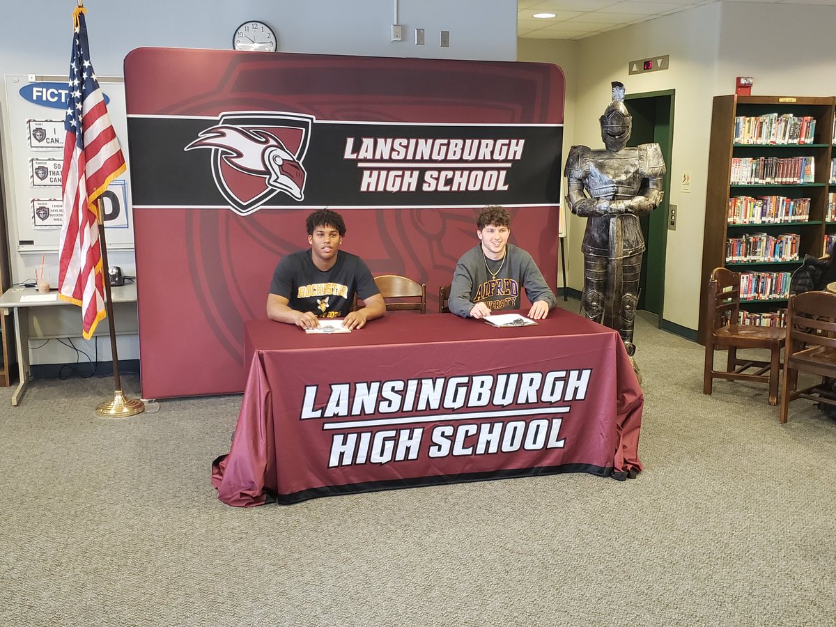 Congratulations to Gabe Baez and Andrew Lyman who signed their letter of intent to play college football next year! Gabe will be attending The University of Rochester and Andrew will be attending Alfred University.  GO KNIGHTS!!!