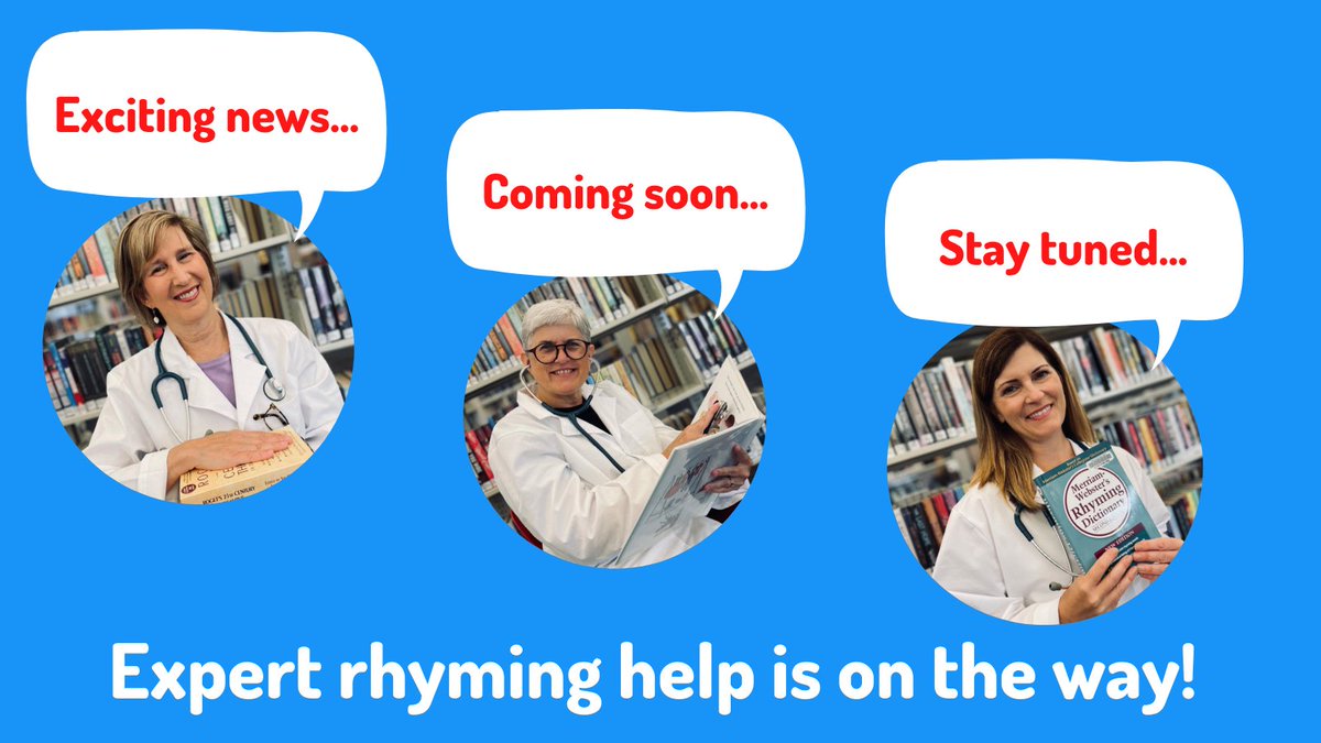 Writer_Meyer's tweet photo. So fun to work w/ @PatriciaToht & @Schaubwrites on an exciting new venture! Stay tuned for more news soon . . . @RhymeDoctors #kidlit #PB #Rhyme #PictureBooks #LyricalPB https://t.co/LdVG7iijxt