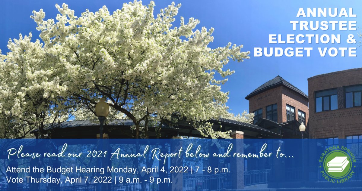 SaratogaLibrary's tweet image. Our annual Library Trustee Election and Budget Vote is one week from today. Please take a moment to familiarize yourself with our trustee candidates and the budget for the 2022-2023 fiscal year. conta.cc/3iRzvMg
#SSPL #SaratogaLibrary #LibraryBudget #SaratogaSprings