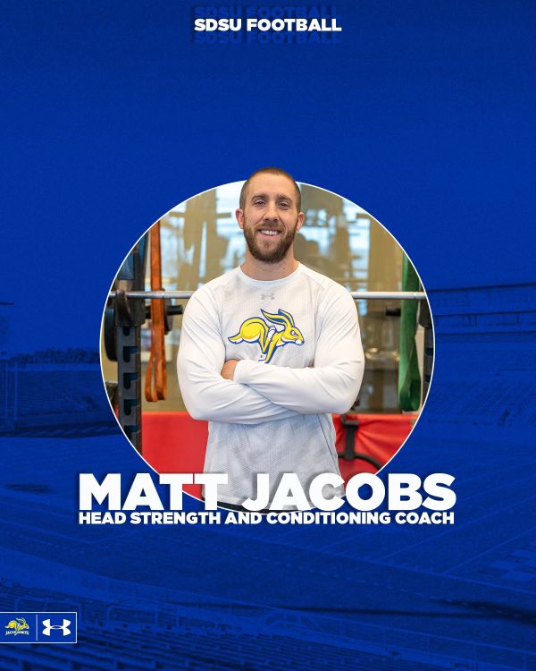 It’s with tremendous excitement that I have accepted the position of Director of Strength and Conditioning for Football at SDSU. This is special for my family and I for more reasons than I can count, and I’m honored and humbled to be able to coach the men of SDSU Football. MAD.