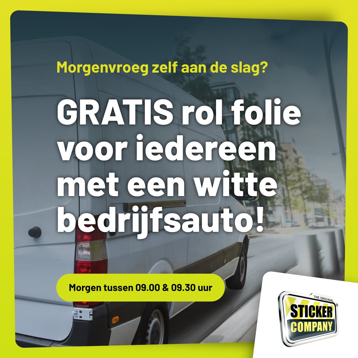 Leuk actie morgen! Kom tussen 9.00 en 9.30 met je witte bedrijfsauto langs en we geven je een gratis rol folie mee!

Stickercompany, Dillenburgstraat 7a in Eindhoven

#lekkerplakken #PlekFriday #stickers #wrapping #signing #vanzelfklevend #gratis #folie #stickercompany #eindhoven