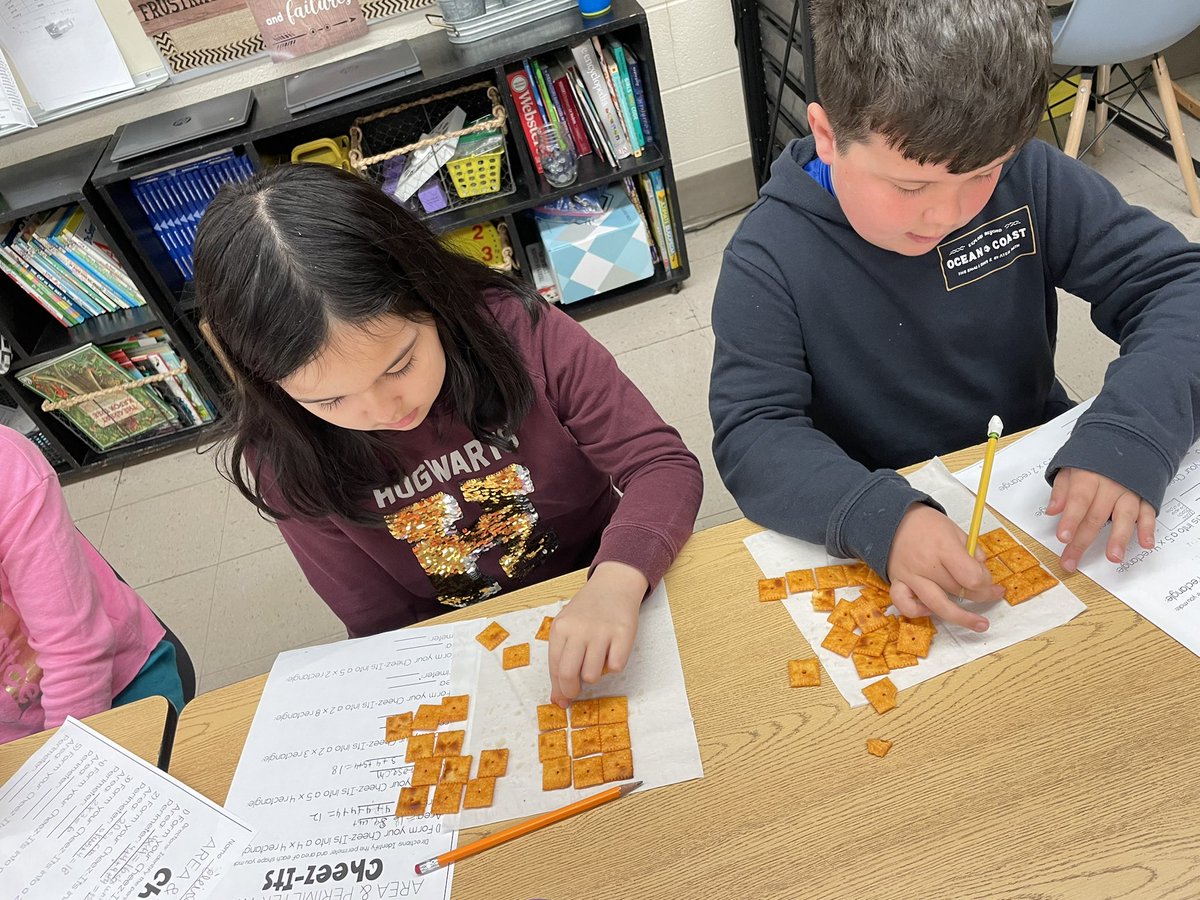 Math is sooo cheesy!   Especially when you are using Cheez-It crackers to find Area and Perimeter! <a href="/cheezit/">CHEEZ-IT</a> #MurraySchools