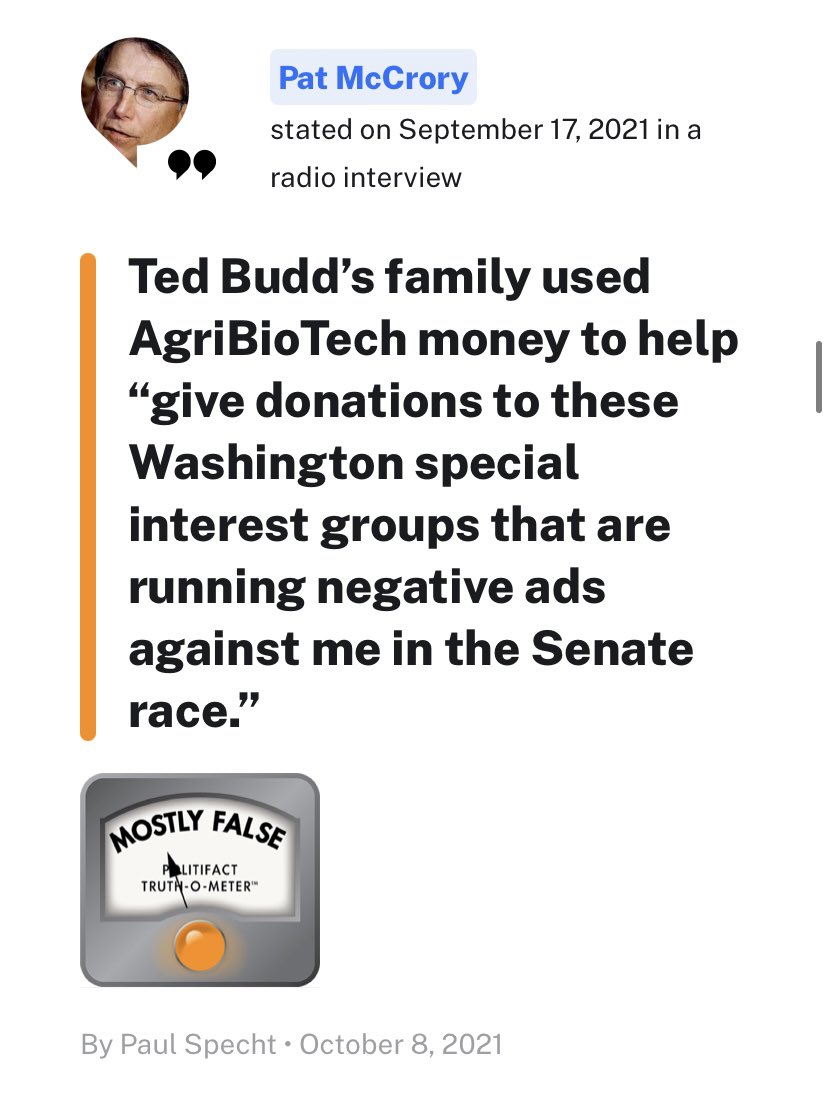 North Carolina’s US Senate race is heating up. 

Our latest fact checks of <a href="/PatMcCroryNC/">Pat McCrory</a>, <a href="/TedBuddNC/">Ted Budd</a>, and others are at the link below. 
#ncpol #ncsen 
politifact.com/north-carolina/