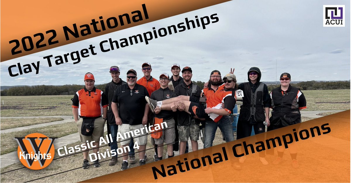 The Wartburg Clay Target Sport Knights are proud to announce our new National Championship Title in the Classic All American Division 4 at the 2022 ACUI National Clay Target Championship event.

*The Knights would like to apologize for the wording error in our original post.