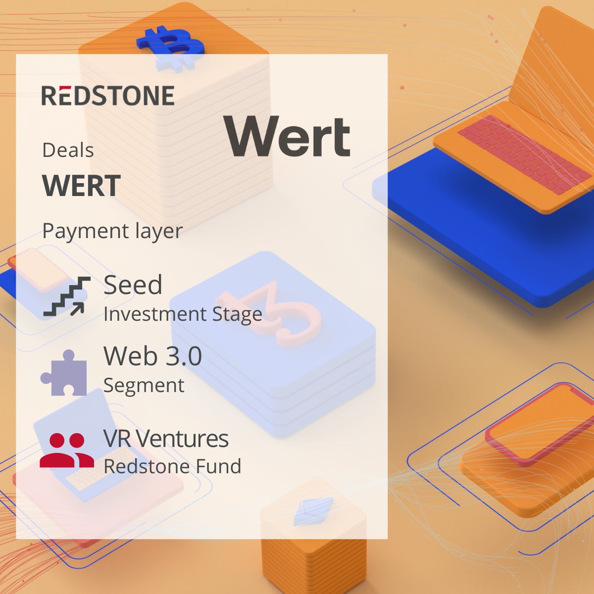 Redstone (@redstonevc) on Twitter photo We are proud to announce that <a href="/wert_io/">Wert</a> is the newest member of the VR Ventures Portfolio.
With its payment layer, the Estonian financial service provider makes it possible to directly purchase NFTs with credit cards. 
#VentureCapital #NFT #Crypto #investment #Portfolio We are proud to announce that <a href="/wert_io/">Wert</a> is the newest member of the VR Ventures Portfolio.
With its payment layer, the Estonian financial service provider makes it possible to directly purchase NFTs with credit cards. 
#VentureCapital #NFT #Crypto #investment #Portfolio