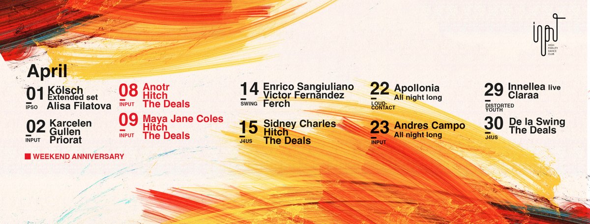 Abril Lineup: "En abril, bailes mil" 💦💦 Who takes your fancy of the APRIL lineup? #april #input #lineup