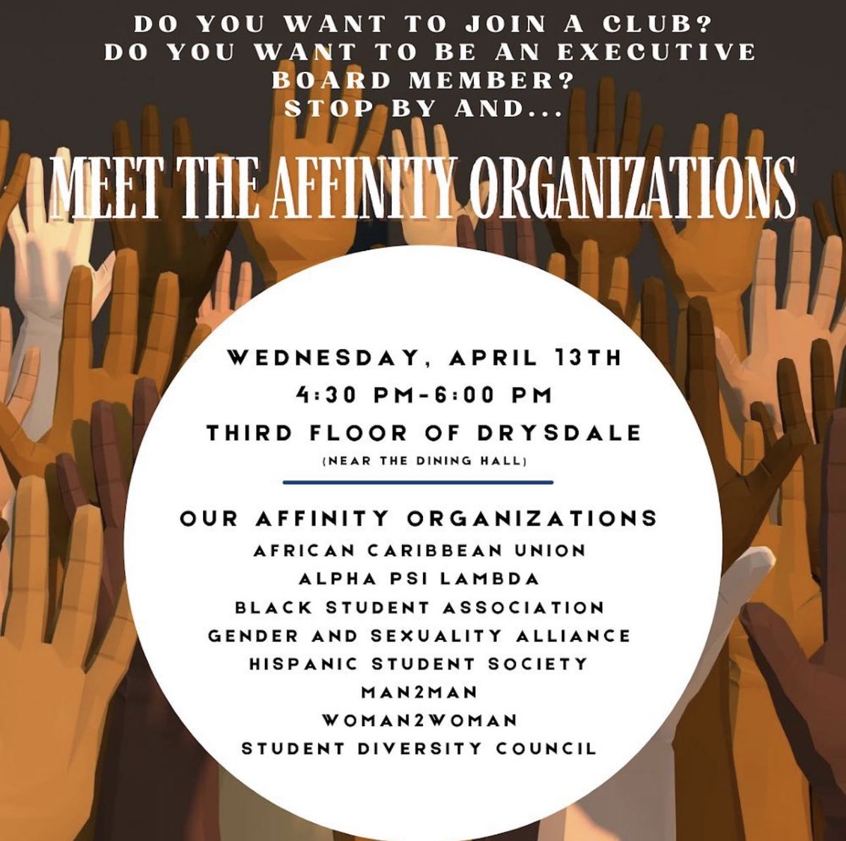 AfricanaLYH's tweet photo. If you’re interested in joining one of UoL’s affinity groups, join them on April 13th at 4:30-6:00pm on the third floor of Drysdale ✨ https://t.co/ZOU4XmaUoK