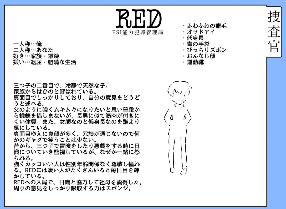 Ame_kitunered's tweet photo. こちらの素敵な企画【@RED__TL】に、十人目失礼します！
三つ子です！天然なやつです！
よろしくお願いします！

#RED_CS
#RED_捜査官 https://t.co/wojzkNQVrU