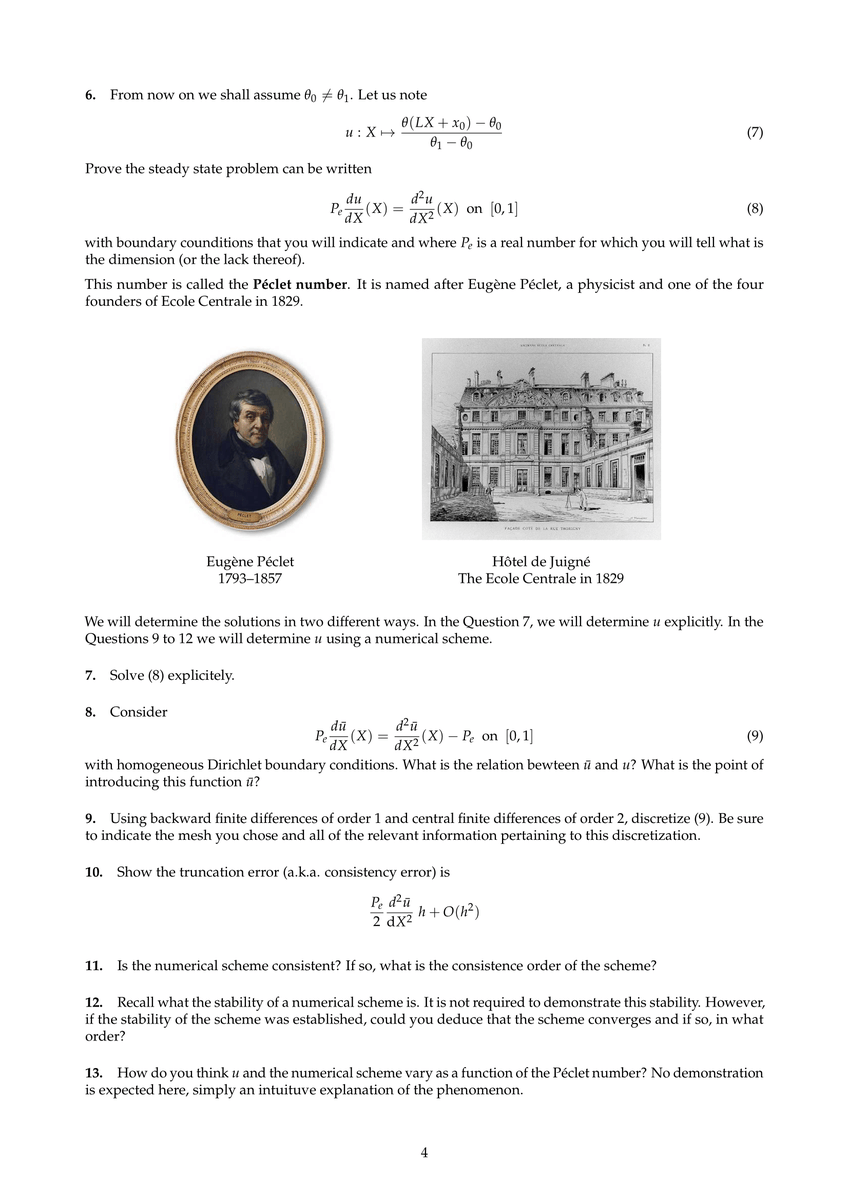 cagnol's tweet photo. This morning, our first-year students had to discuss the Péclet number in the final exam of the course on Partial Differential Equations. https://t.co/5MPNdPU125