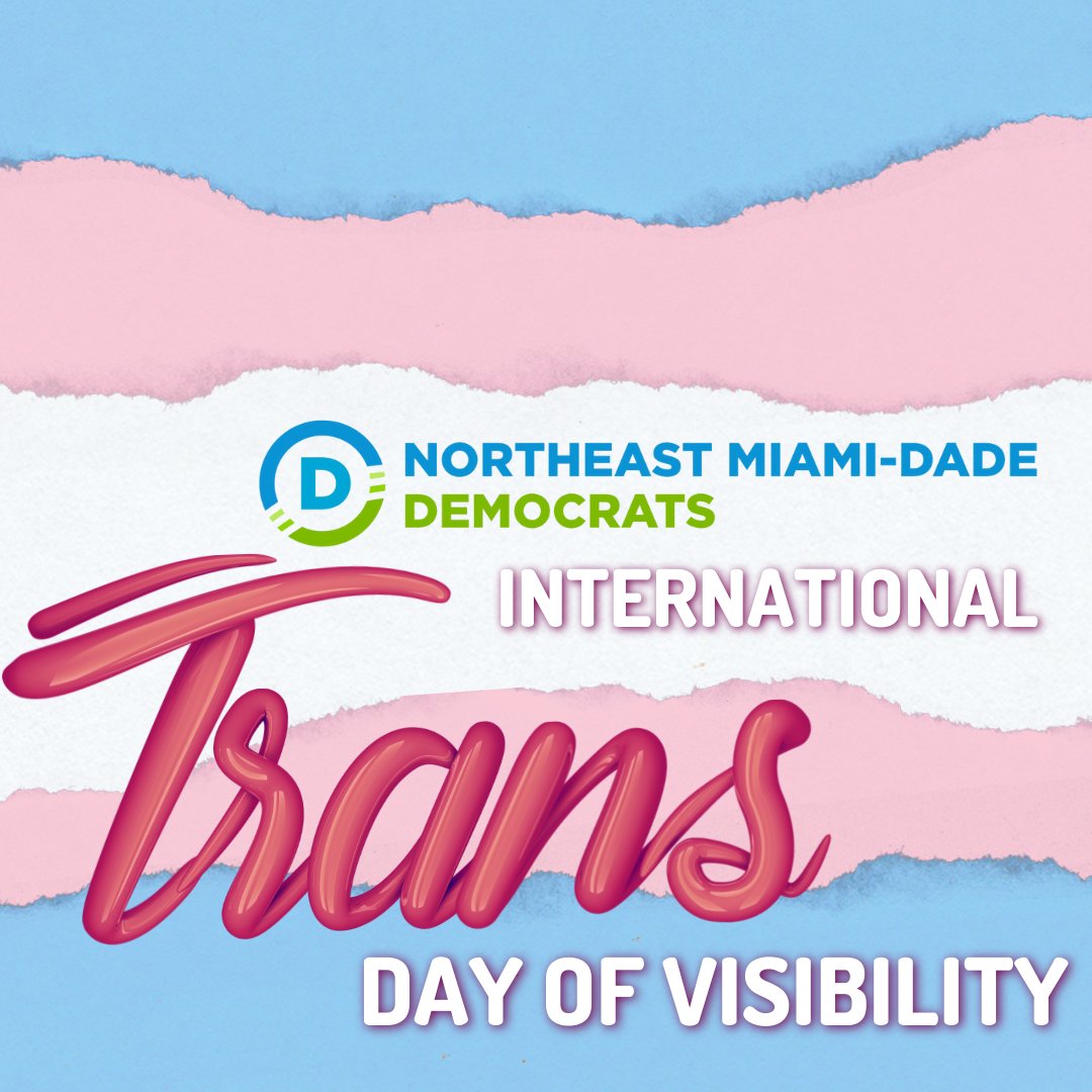 NEMiamiDems's tweet photo. 🏳️‍⚧️It's Transgender Day of Visibility🏳️‍⚧️
Every day, but even more so today, we celebrate the pride, power and resilience of our trans and non-binary community. #TDOV #Democrats #NEMDD 

https://t.co/3fN1SF8T3W https://t.co/c5ZBnvAIdY
