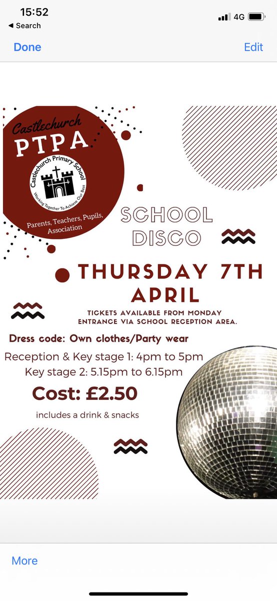 cranwell_jo's tweet photo. School discos are next week! A letter will come home tomorrow. You can buy tickets or pay on the door @castlechurchps https://t.co/Es30nHdyL3