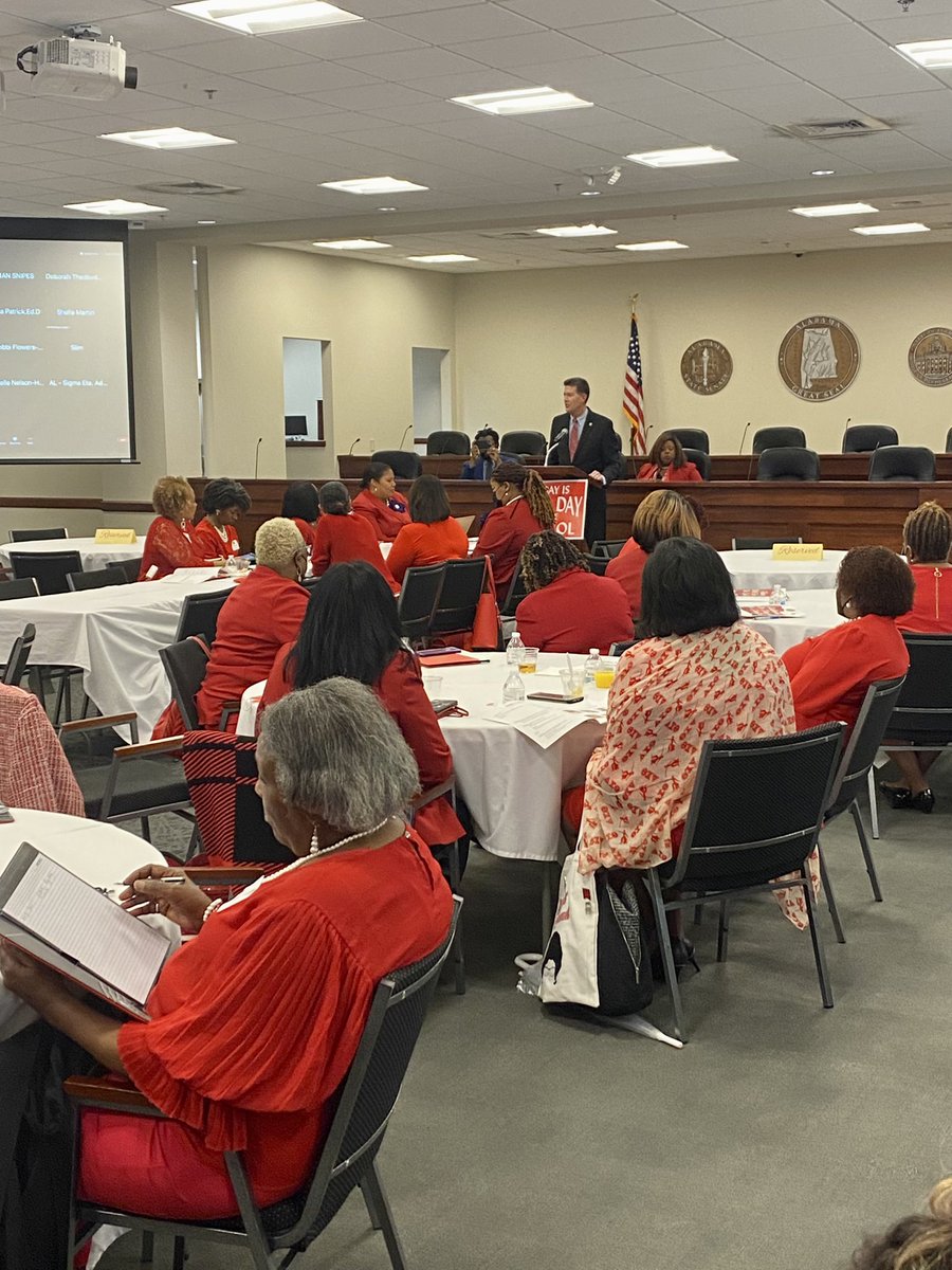 JohnHMerrill's tweet photo. This morning, I was honored to speak to the ladies of Delta Sigma Theta Sorority, the ladies of the red and white, during their annual visit to the Capitol! I was delighted to talk to them about our record-breaking efforts in voter registration and photo ID delivery! #DeltaDay https://t.co/lNAZpf7FJN