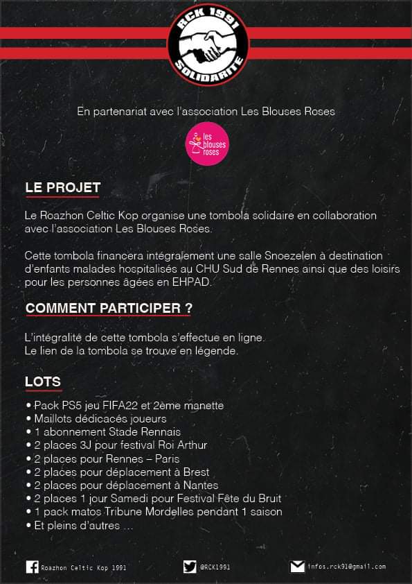 RCK1991's tweet photo. - TOMBOLA SOLIDAIRE - 

👉 Les Blouses Roses : https://t.co/OaOdKAwpJG

👉 Le concept Snoezelen : https://t.co/BhdSZ1nAdC

👉 Lien de la tombola : https://t.co/KvkcT3Wp09 https://t.co/GUWOsUFOyv