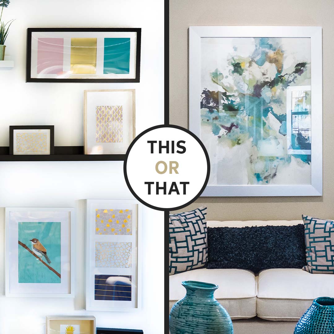 GillyRealEstate's tweet photo. What would best match your décor style, a gallery wall filled with many pieces, or one large art piece? Comment below ⬇️

Not a saleswoman, just a dang good matchmaker. 🙌🏠😍 - Gillian https://t.co/M0Utp4b2jB https://t.co/HLEIYEdSdd