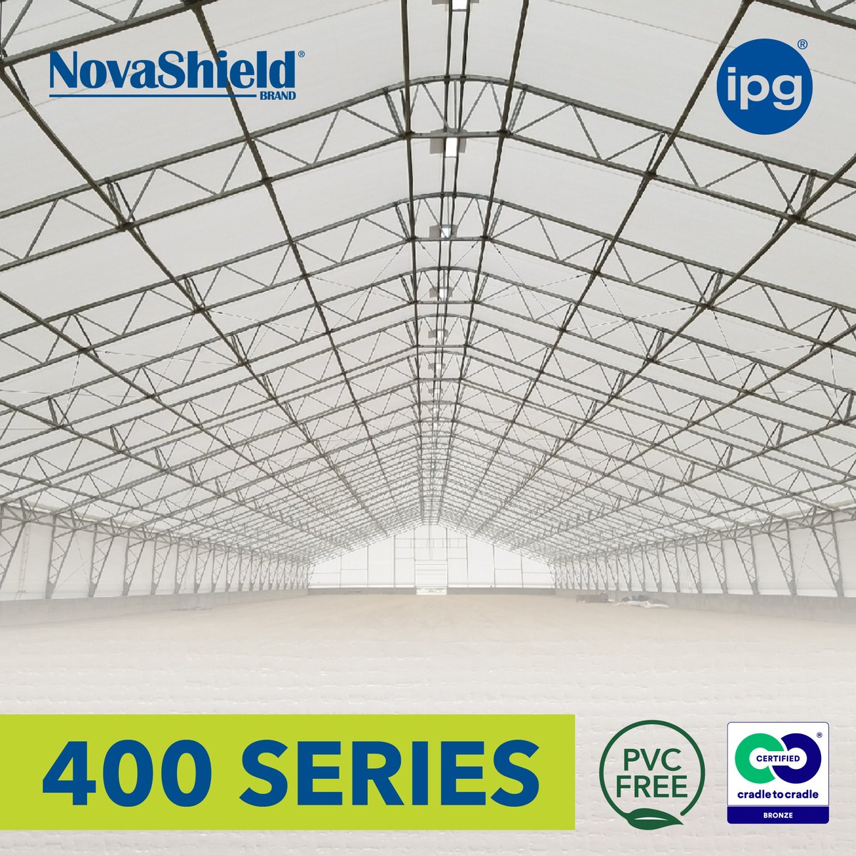 NovaShieldBrand's tweet photo. NovaShield offers you brute strength in a lightweight membrane exterior while affording you a light, airy appearance inside the structure. We are PVC FREE and Sustainably Certified #C2CCertified Bronze #innovation #sustainability #construction https://t.co/WjpzjME0yJ