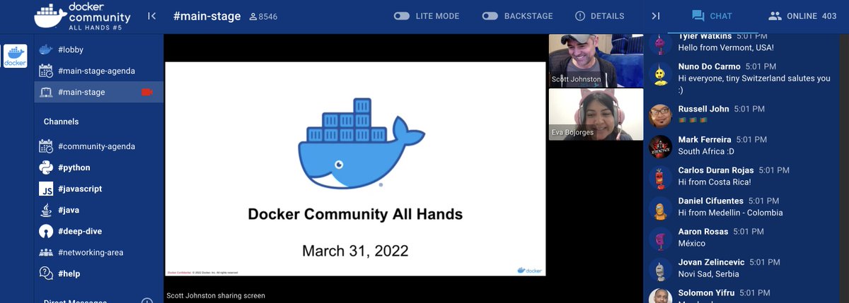 aurelievache's tweet photo. It's time for the Docker community all hands 🐳
#DockerBirthday @Docker https://t.co/7gaTLSuevv