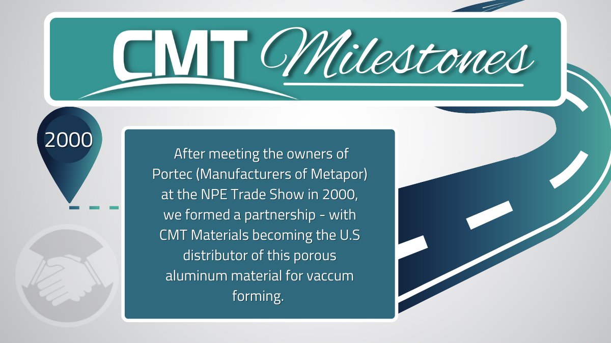 cmtmaterials's tweet photo. As Portec searched for a U.S. #distributor, they met with the owners of CMT in 2000 and a #partnership was born. To this day, #Metapor has been an excellent material and we continue to enjoy working alongside Portec!

#thermoforming #throwbackthursday #mfg #manufacturing https://t.co/YiH58S6R4N