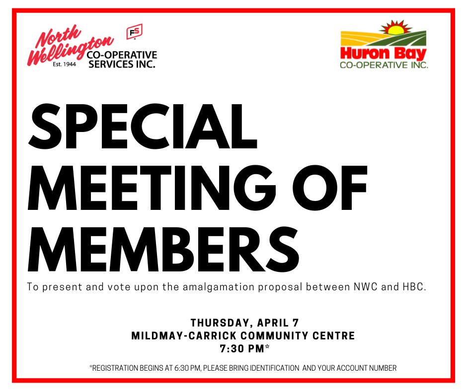 One week today we will be hosting the Special Meeting of Members! This is a very important meeting and we encourage all members to attend. To learn more head to our website 👇huronbaycoop.ca/amalgamation/