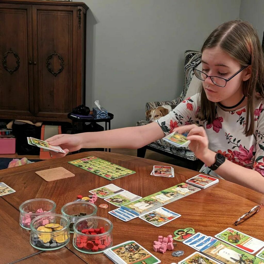TabletopBellhop's tweet photo. My oldest daughter making her move in a game of Imperial Settlers from @portalgamesus
#ImperialSettlers #NextGenGamer #FamilyGameNight #PortalGames #boardgames https://t.co/ezdLhvicMP https://t.co/TFl1CXZHha