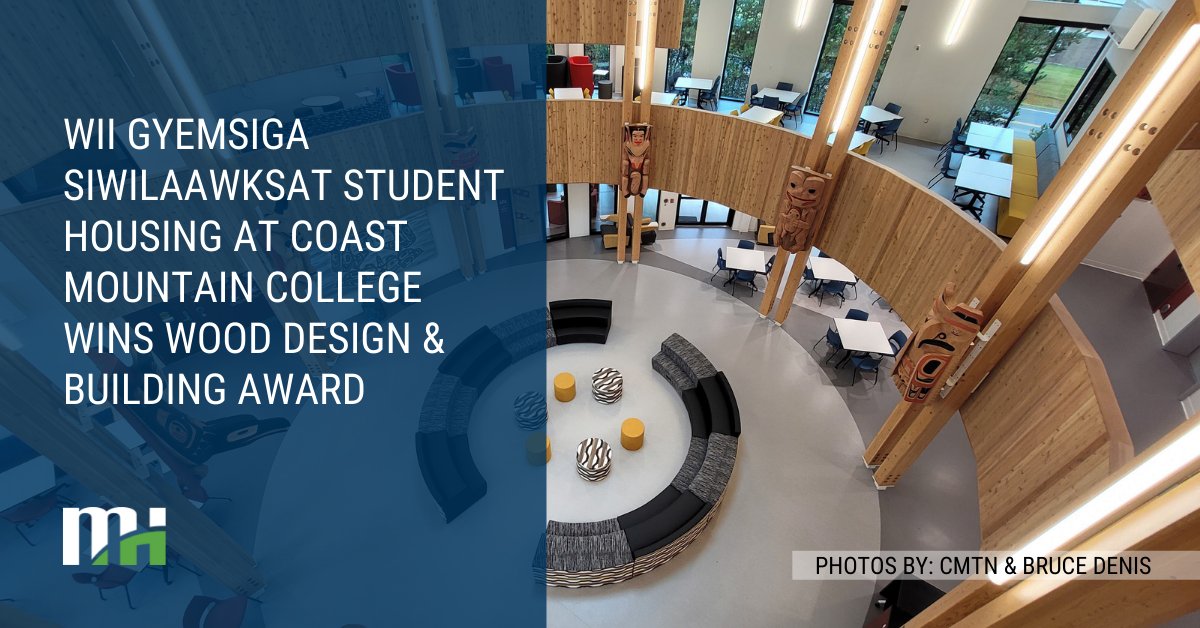 MorrHershfield's tweet photo. Wii Gyemsiga Siwilaawksat Student Housing at @CMTNcollege received a @wood_works Wood Design & Building Award for excellence in wood architecture. Congrats @hcma, #IDL and the project team! Our team helped the building meet Step 4 of the #BCEnergyStepCode. https://t.co/gJ8cG0OfG0 https://t.co/6sCTS3dmBY
