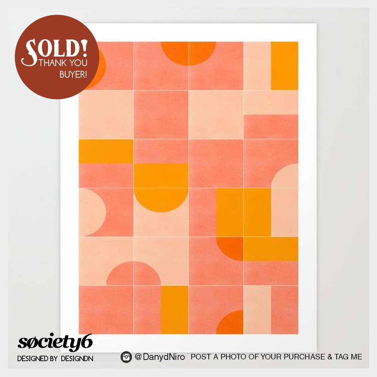 DanydNiro's tweet photo. "Retro Tiles 03" Art Print Sold! Thank you buyer ❤️ order your here 👉https://t.co/8pxgI09ADA #wallart #artprint #abstractart #society6 #giftideas #thankyou #designdn #walldecor #midcenturymodern 
25% Off Home Decor, Tabletop &amp; Stationery / 15% Off Everything Else https://t.co/TrfjzzEszZ